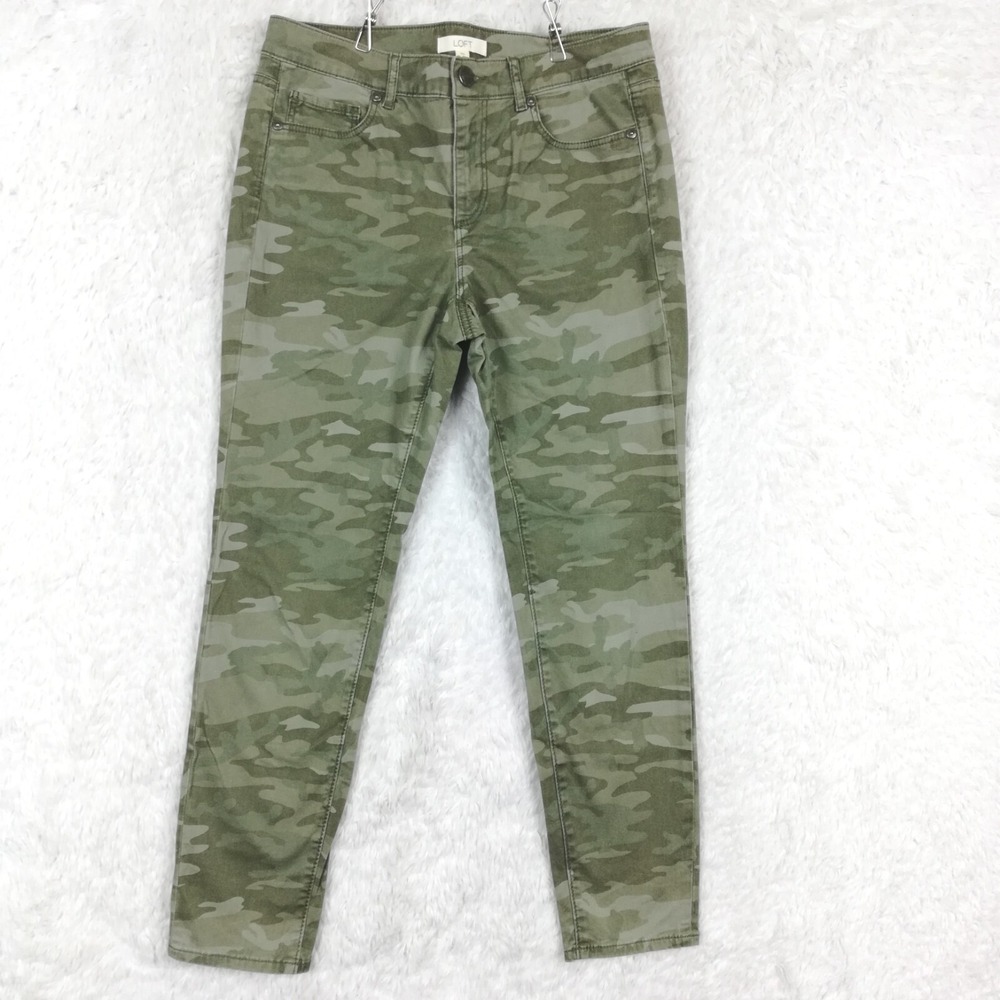 Loft Womens Jeans Marisa Skinny Green Camouflage Mid Rise Stretch Petite 6P